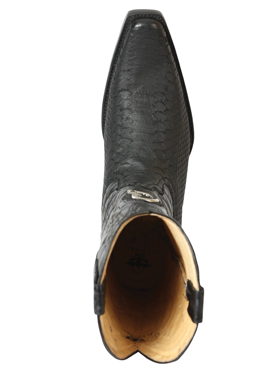 Botas vaqueras El General para hombre, de piel de pitón exótica - Negras 45087