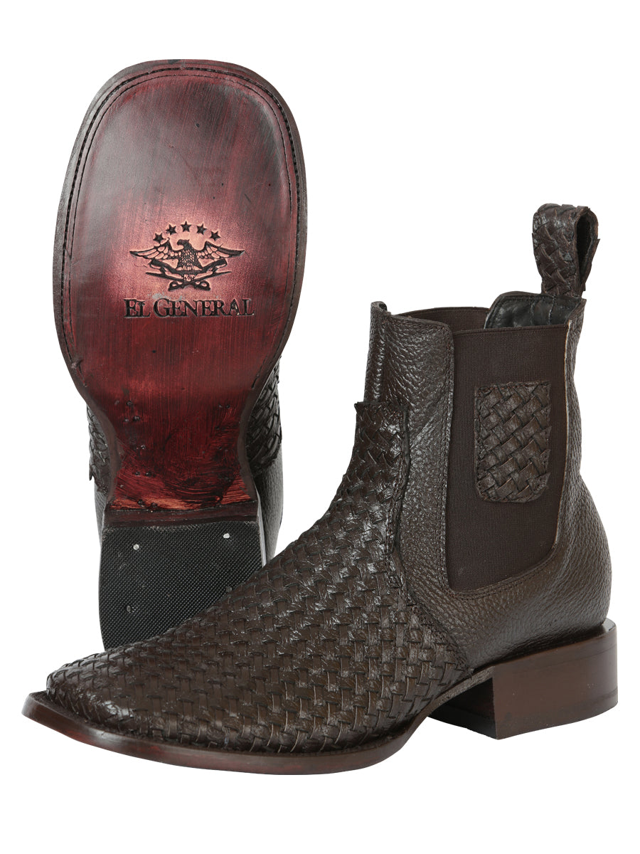 Botines de tobillo tejidos El General Rodeo para hombre, color marrón Petatillo, modelo 45177