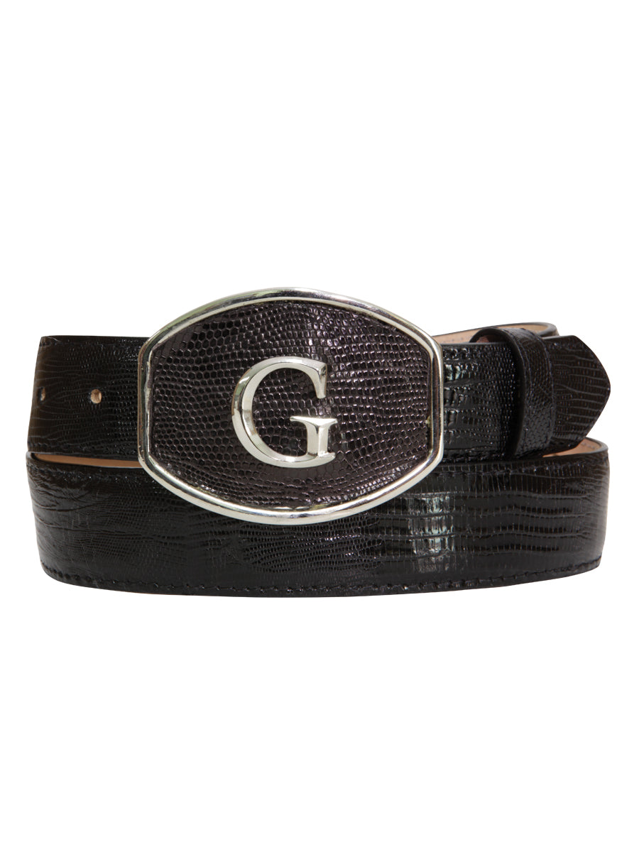 El General Exotic Lizard Leather Cowboy Belt - Black 45299