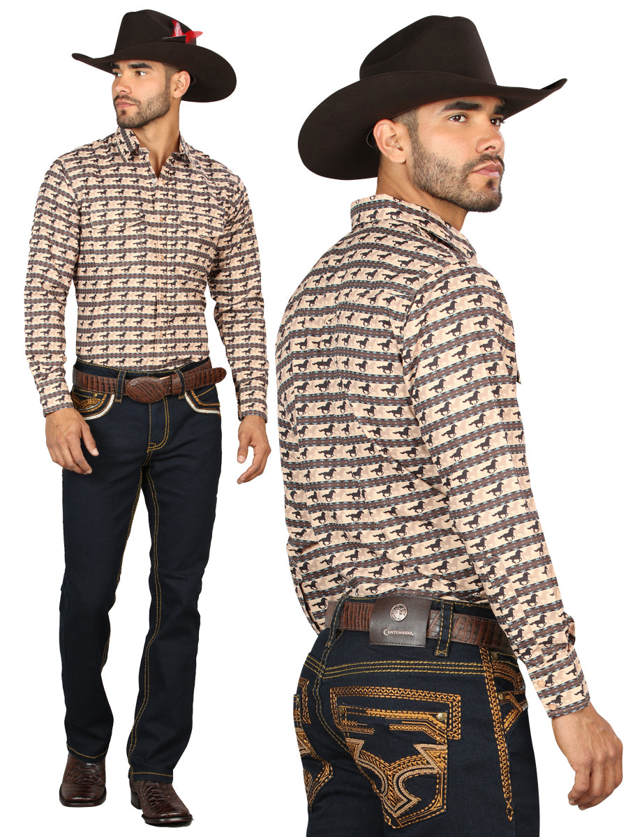 Pantalón vaquero azul lavado Centenario para hombre con detalles bordados en oro 45313