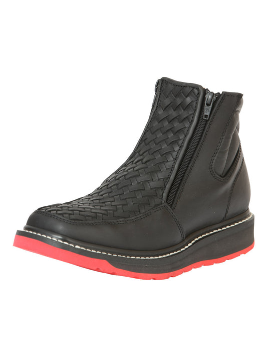 Botines El General para hombre con cremallera, tejido Petatillo - Negro

 45358