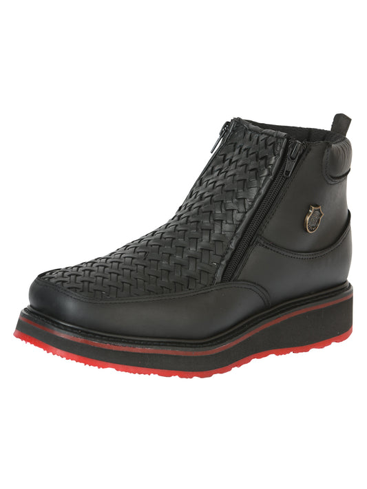 Zapato Sefeni para hombre con doble cremallera, de piel sintética Crazy Leather - Negro 45394