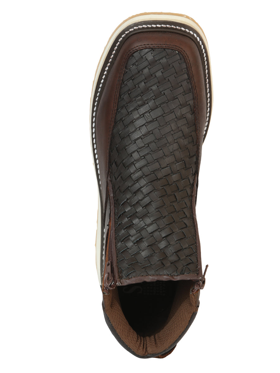 Zapato Sefeni para hombre con doble cremallera, de piel sintética Crazy Leather - Chocolate 45395