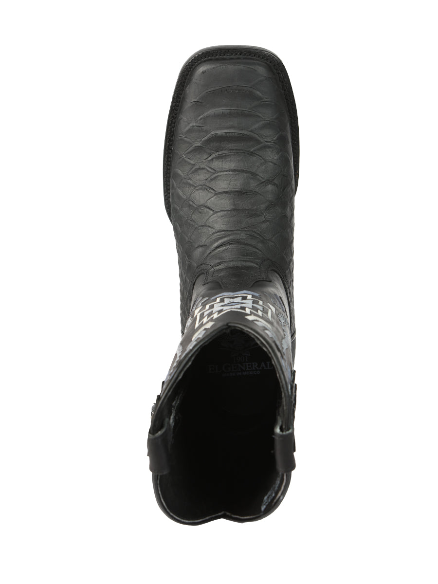 Botas de rodeo El General para hombre, imitación de pitón negra, modelo 45398