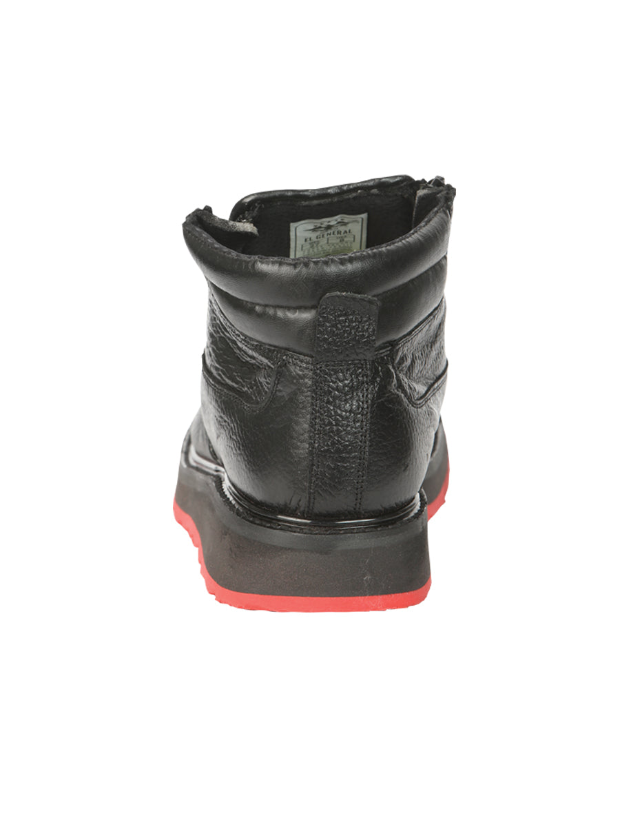 Botines El General para hombre con cremallera - Piel Petatillo negra/roja 45402