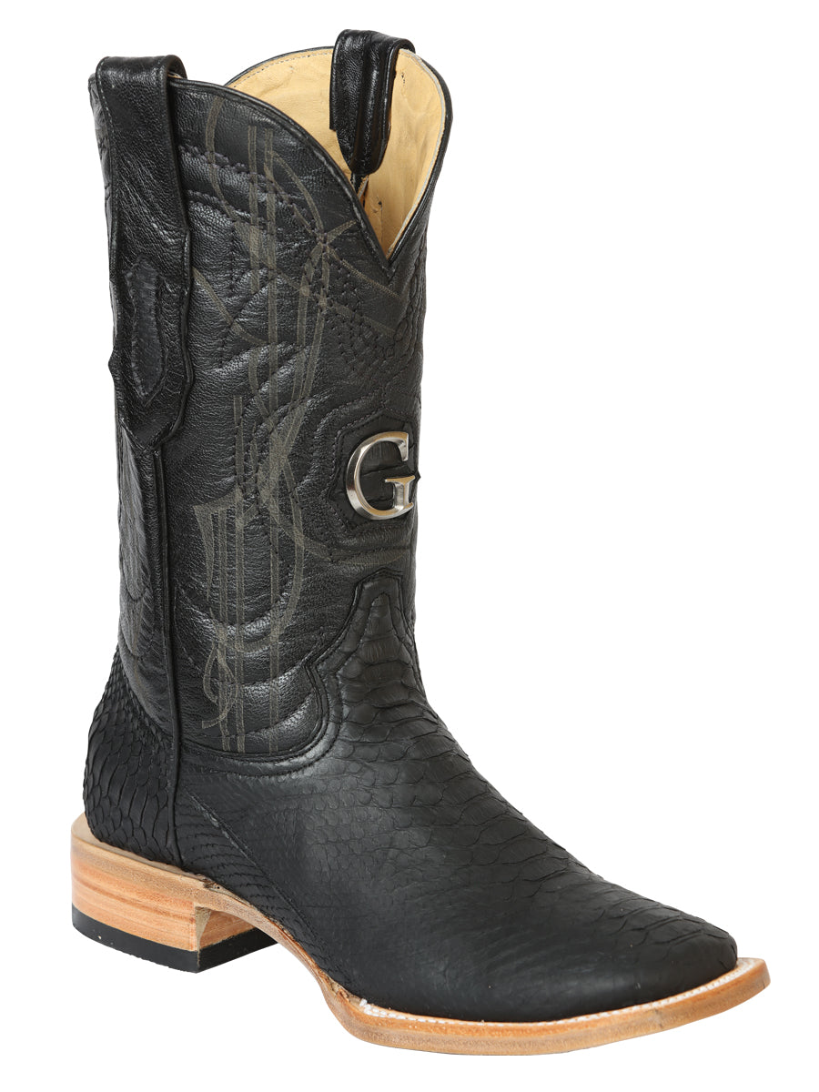 Botas de rodeo El General para hombre, de piel de pitón exótica - Negras 45503