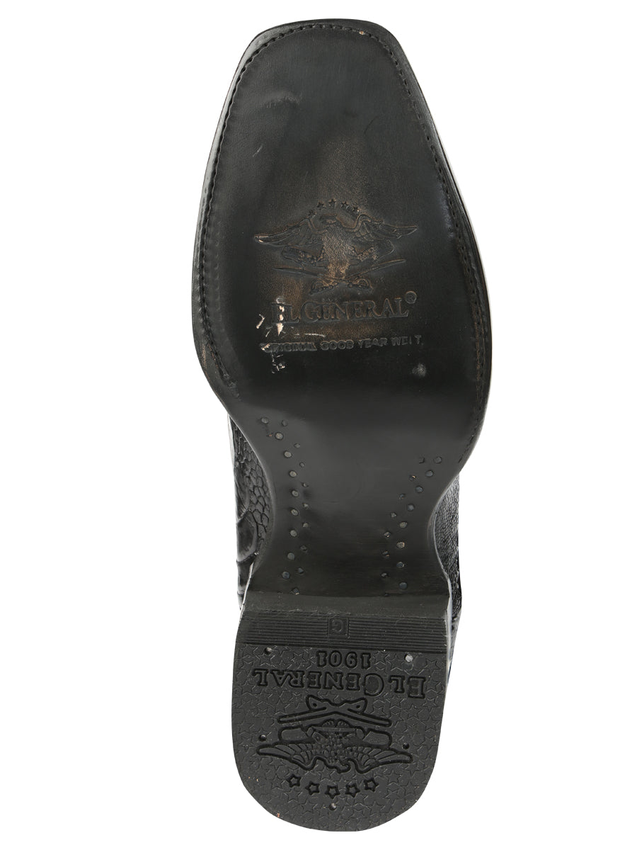 Botas vaqueras El General para hombre, de piel de avestruz exótica - Negras 45510