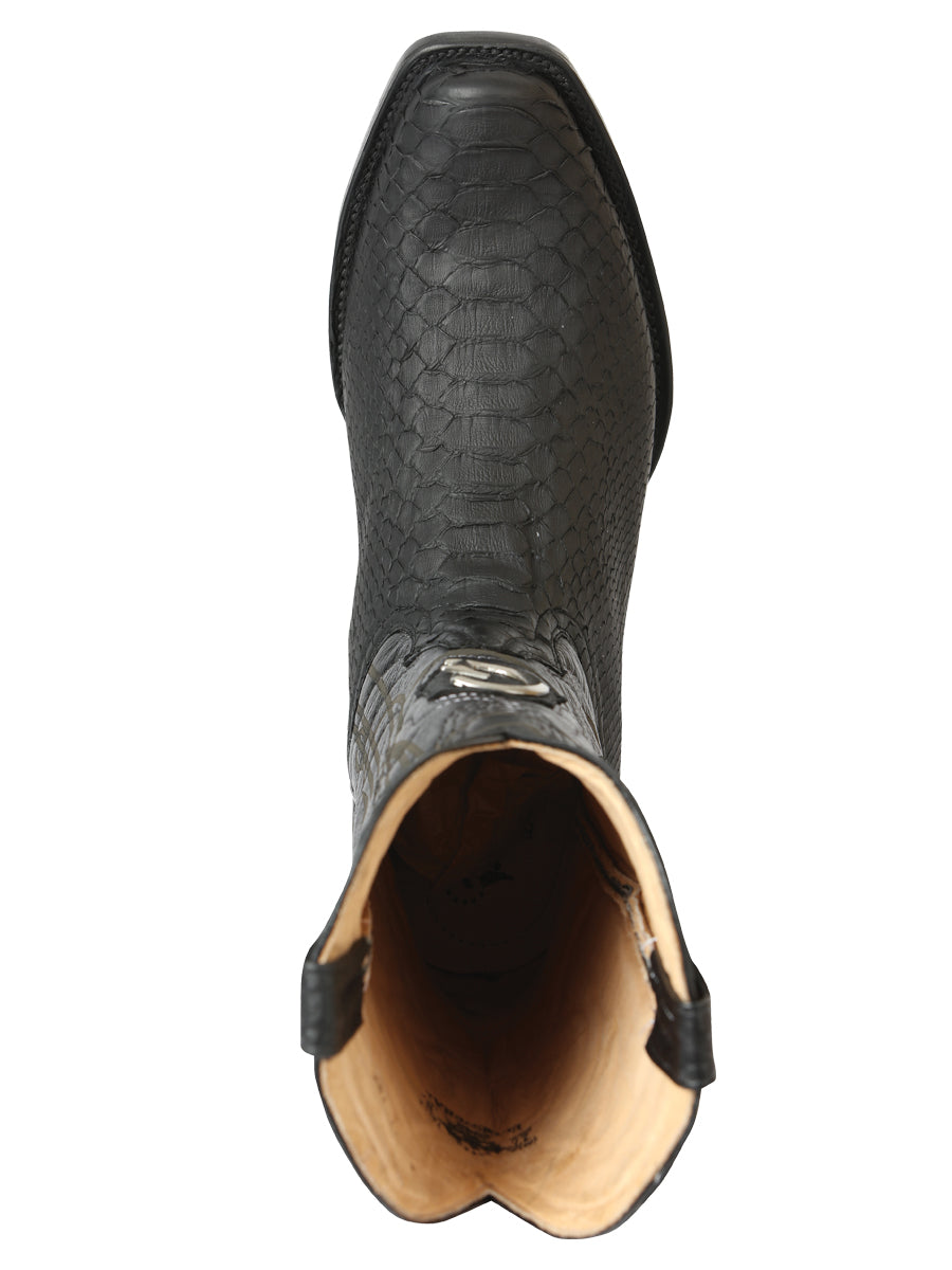 Botas vaqueras El General para hombre, de piel de pitón exótica - Negras 45523
