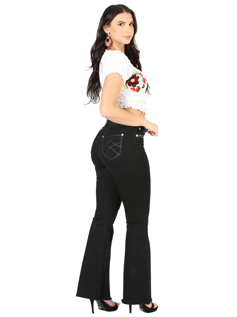 Pantalones vaqueros negros de corte bota Centenario para mujer 45543