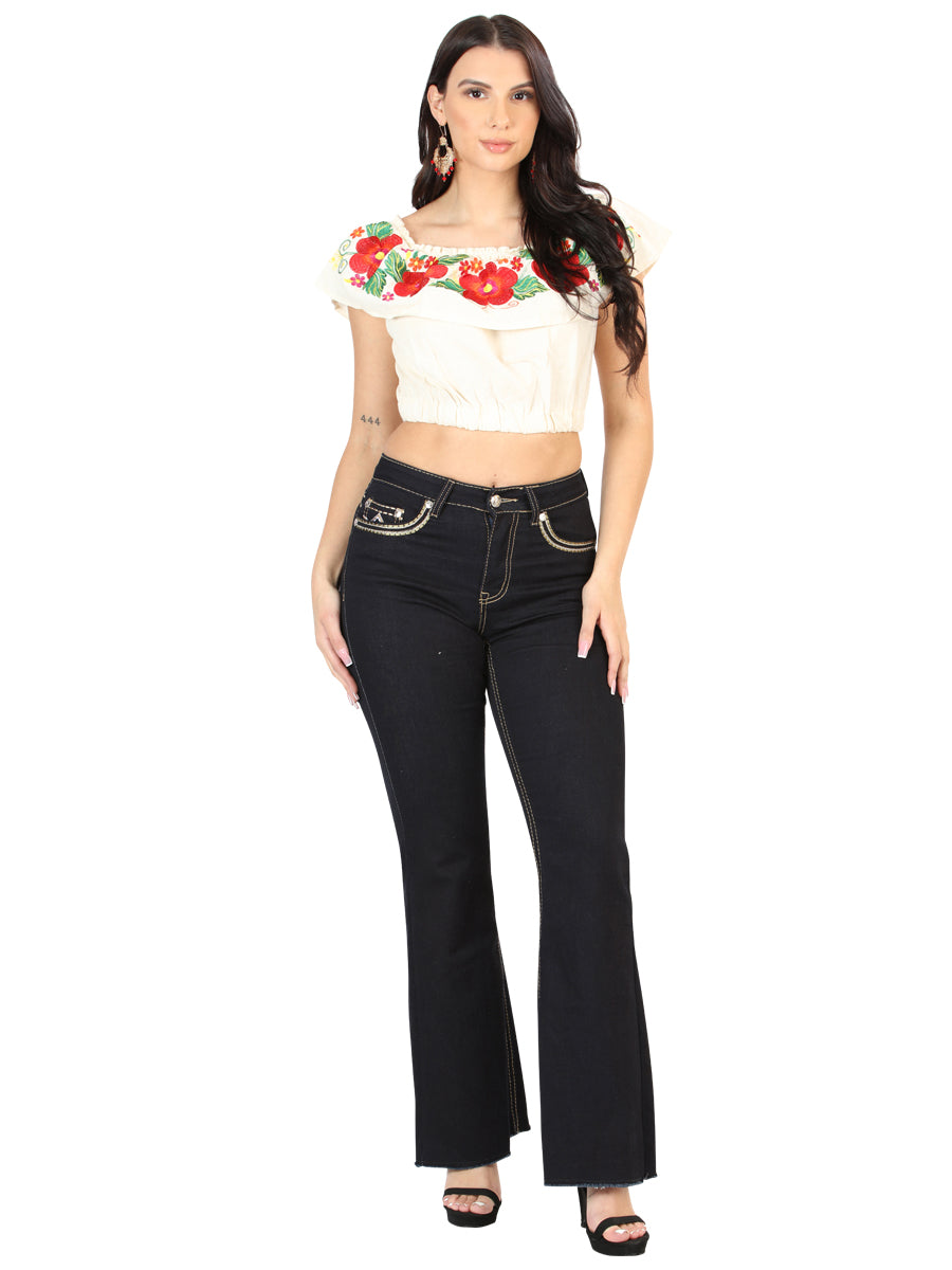 Pantalones vaqueros Centenario para mujer, corte bota, azul medio, modelo 45544
