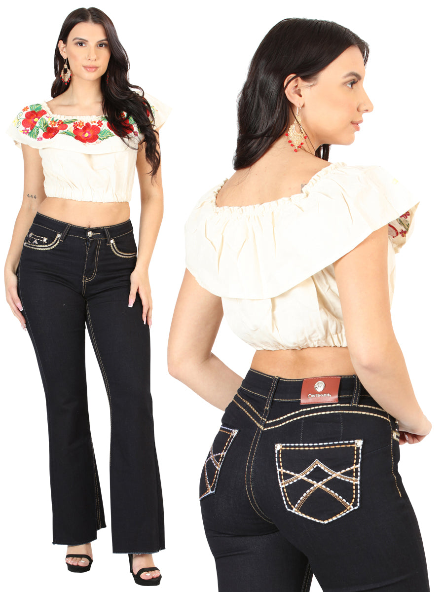 Pantalones vaqueros Centenario para mujer, corte bota, azul medio, modelo 45544