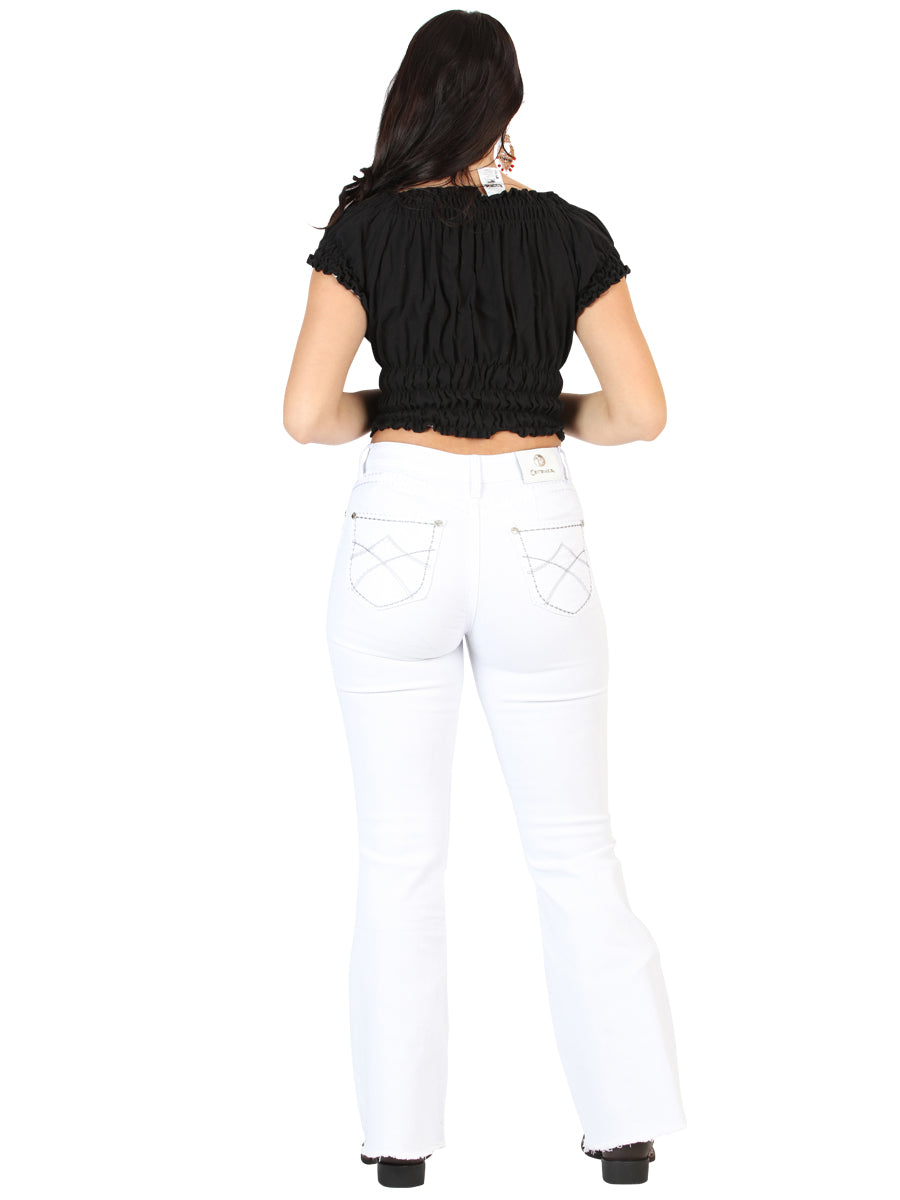 Pantalones vaqueros blancos de corte bota Centenario para mujer 45545
