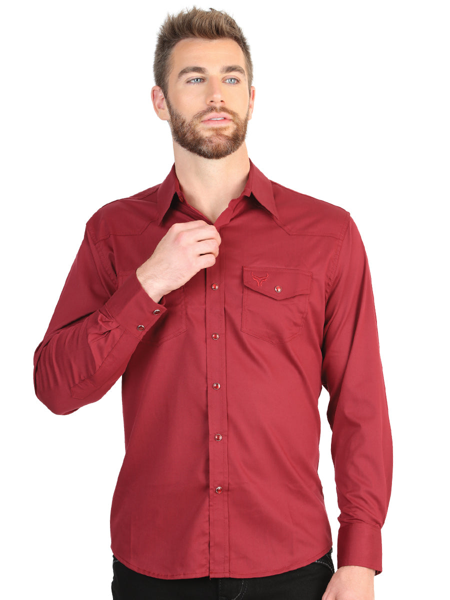 Camisa vaquera de manga larga para hombre El General - Roja elástica 45614