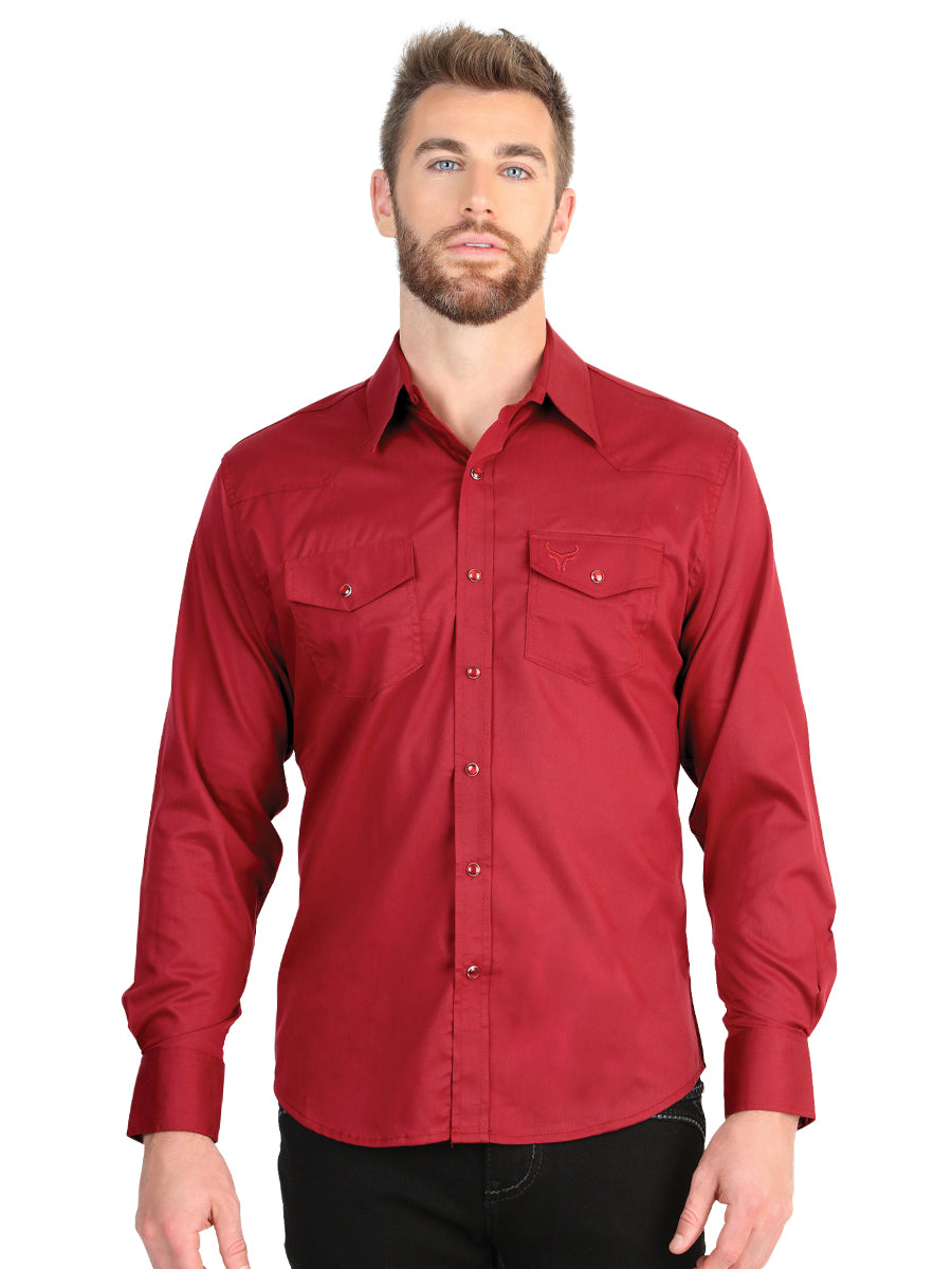 Camisa vaquera de manga larga para hombre El General - Roja elástica 45614