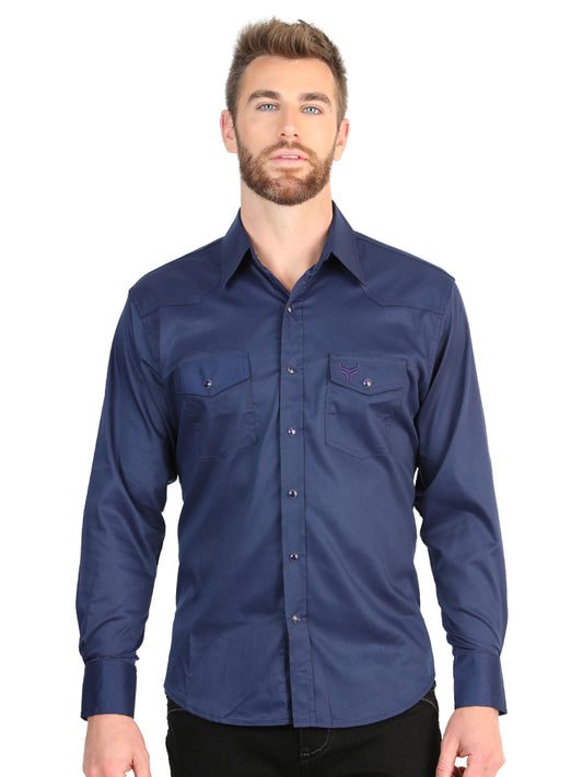 Camisa vaquera de manga larga para hombre El General - Azul marino elástico 45616