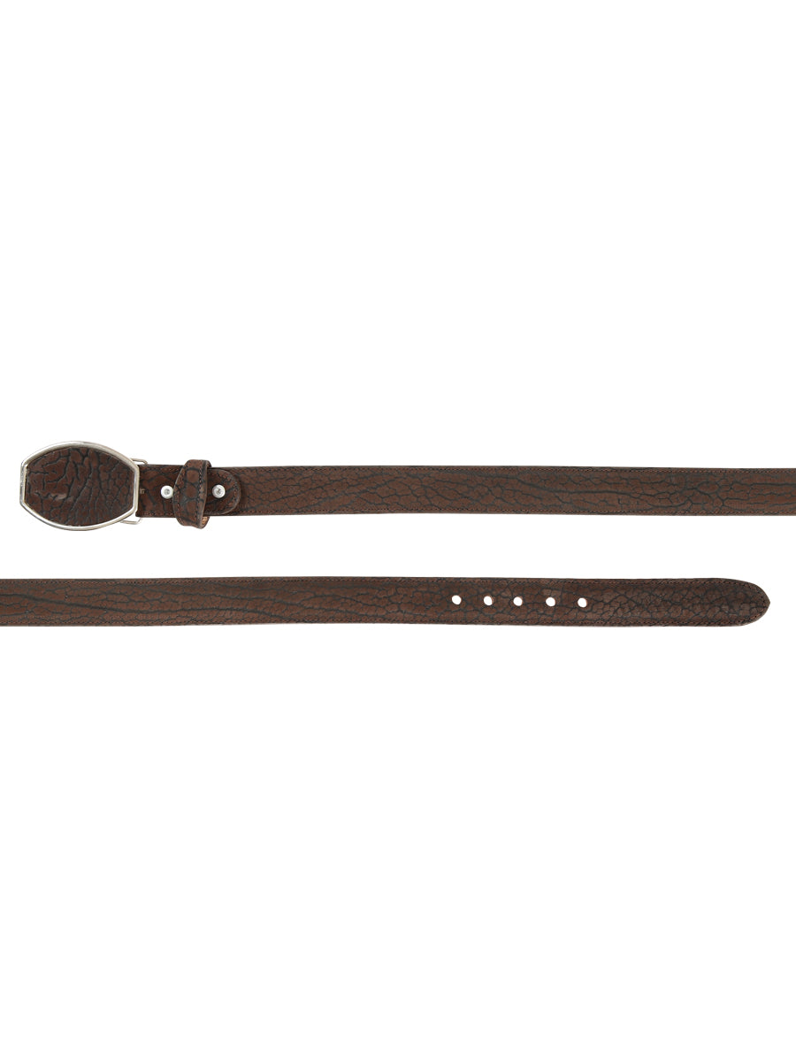 El General Men’s Western Belt - Bull Neck Print - Brown 45677