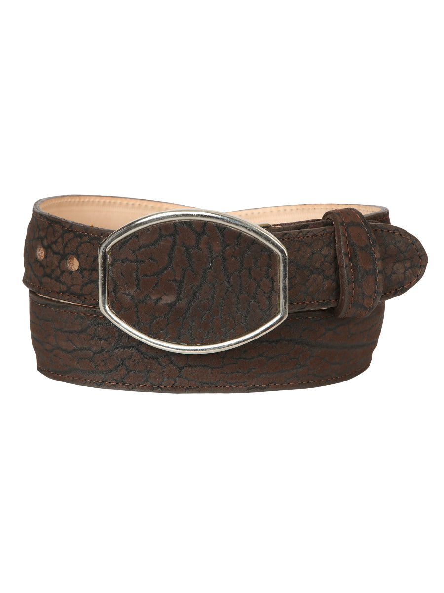 El General Men’s Western Belt - Bull Neck Print - Brown 45677