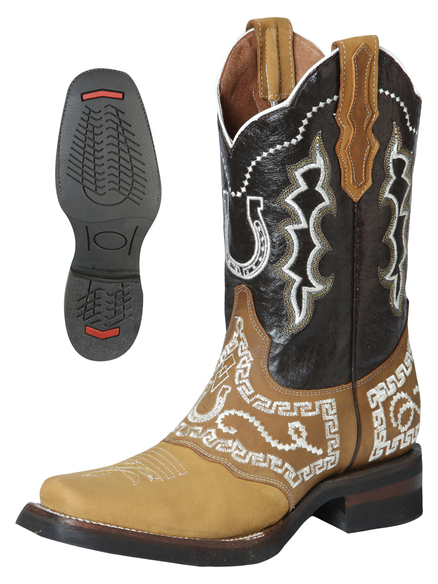 Bota El General Rodeo - Nobuck Honey con bordado 51111
