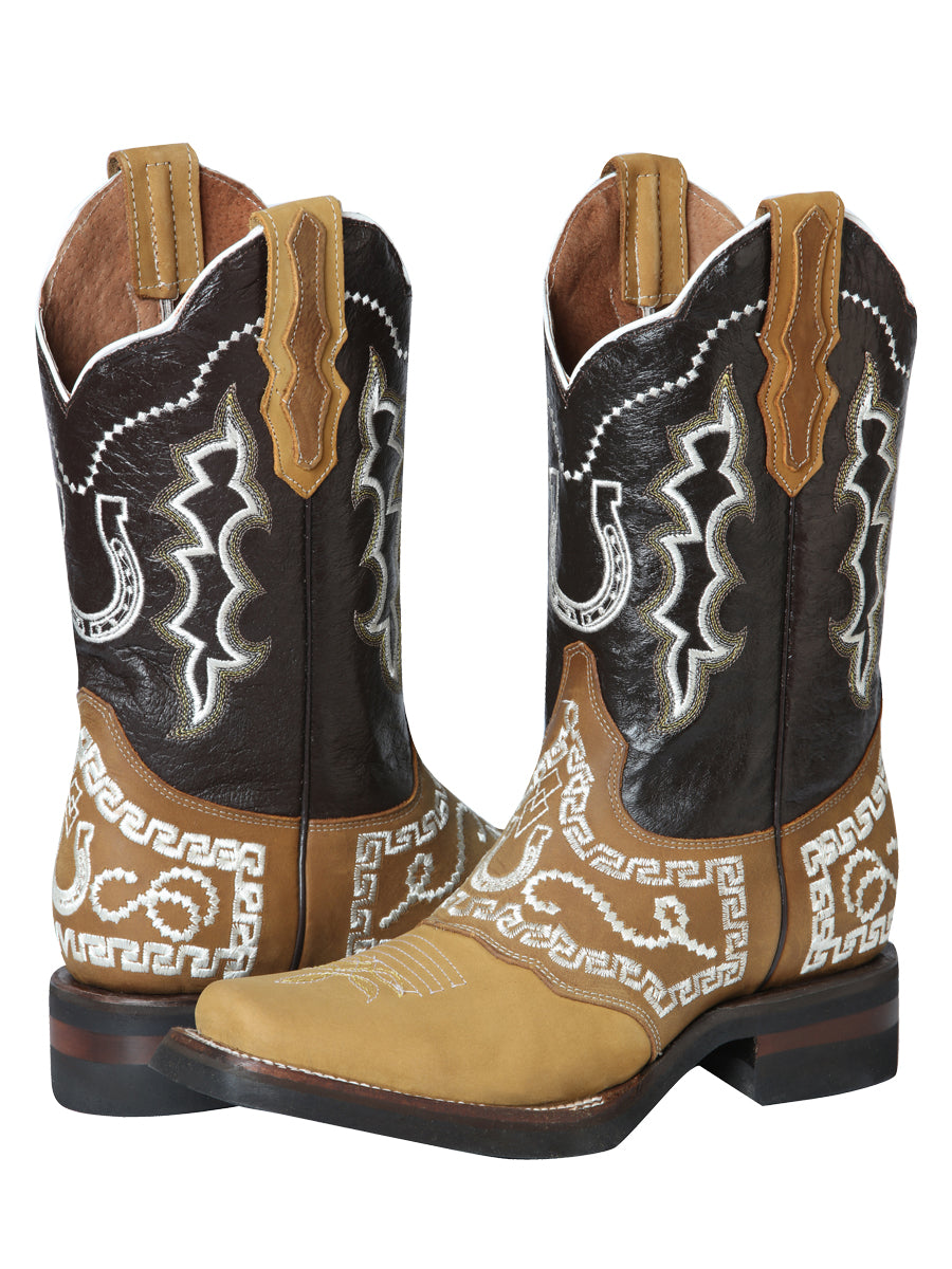 Bota El General Rodeo - Nobuck Honey con bordado 51111