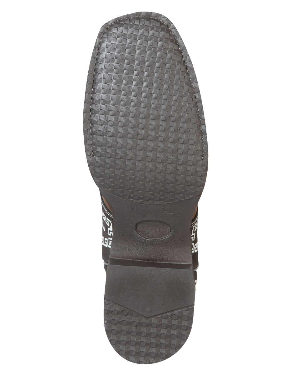 Bota El General Rodeo - Nobuck Marrón Oscuro con Bordado 51117