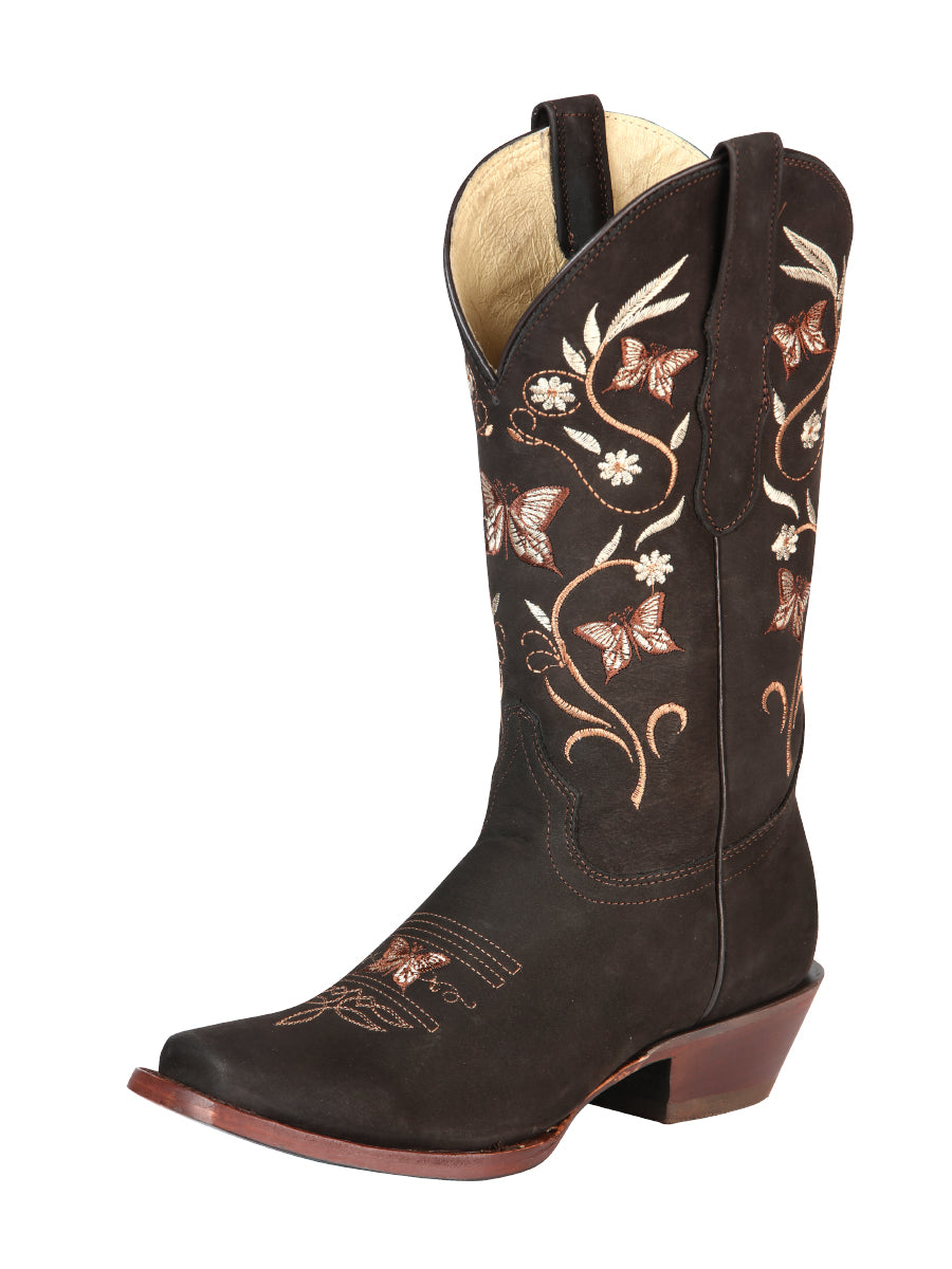 Botas de rodeo para mujer El General - Cuero nobuk - Marrón 51227
