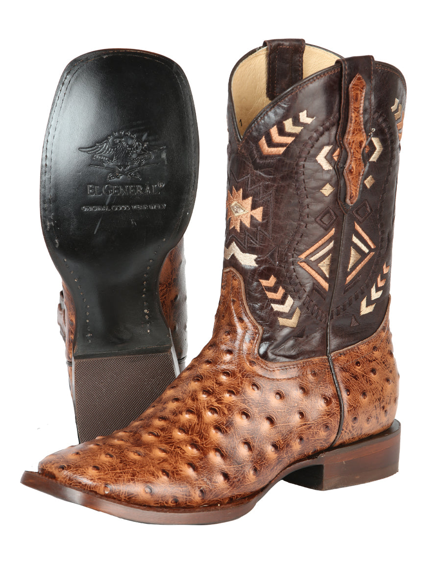 Bota El General Rodeo - Estampado de avestruz Shedron 51239