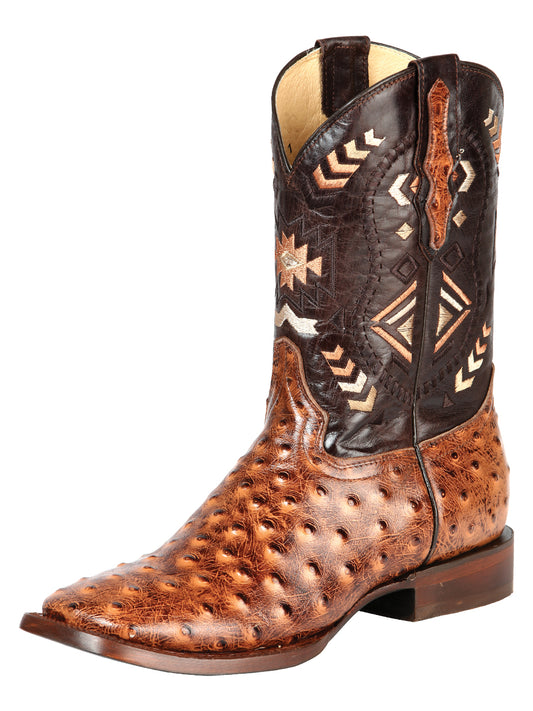 Bota El General Rodeo - Estampado de avestruz Shedron 51239
