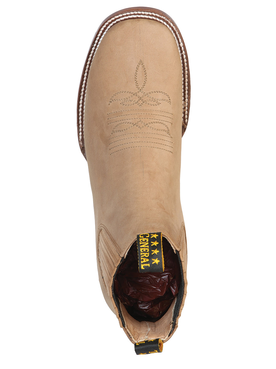 Botín El General de punta cuadrada - Nobuck color arena 126191