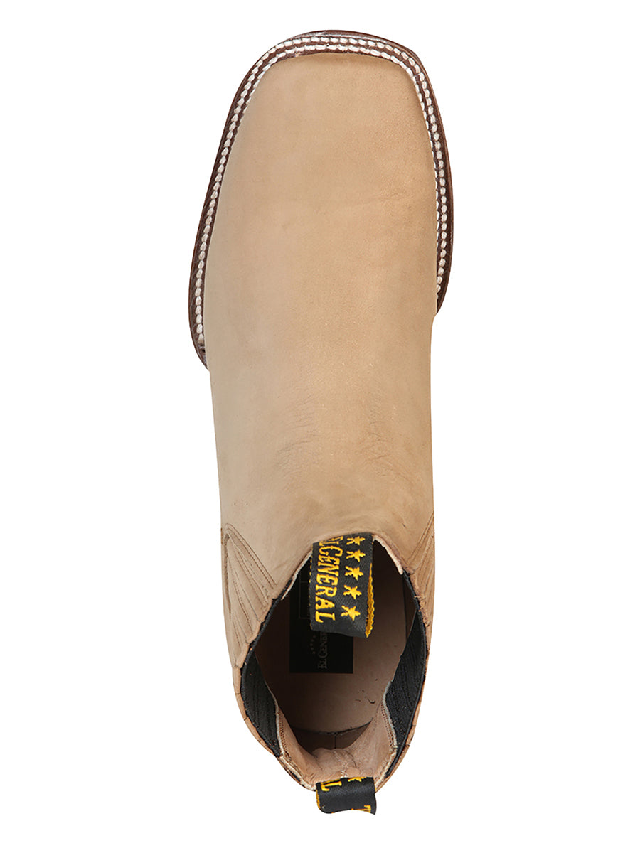 Botín El General de punta cuadrada - Nobuck marrón claro 126200