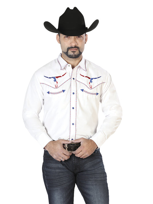 Camisa Bordada El Señor de los Cielos Blanco/Rojo 126672