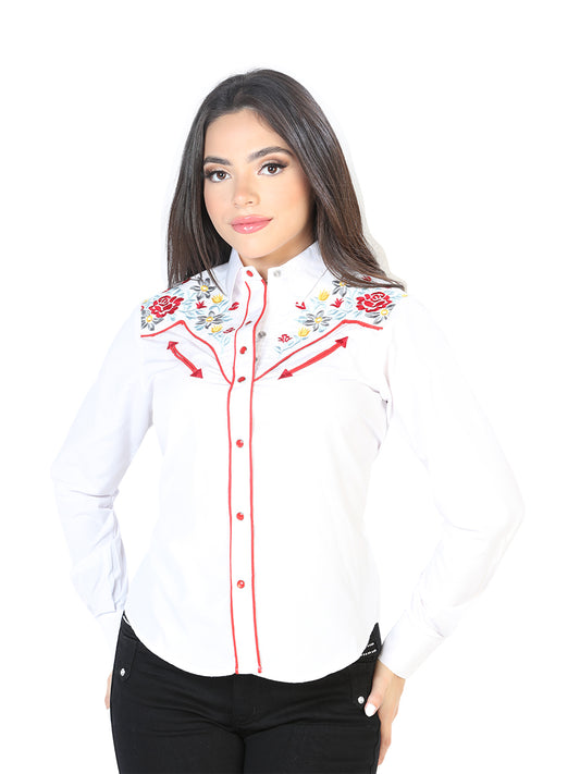Blusa blanca bordada de estilo occidental para mujer 126686