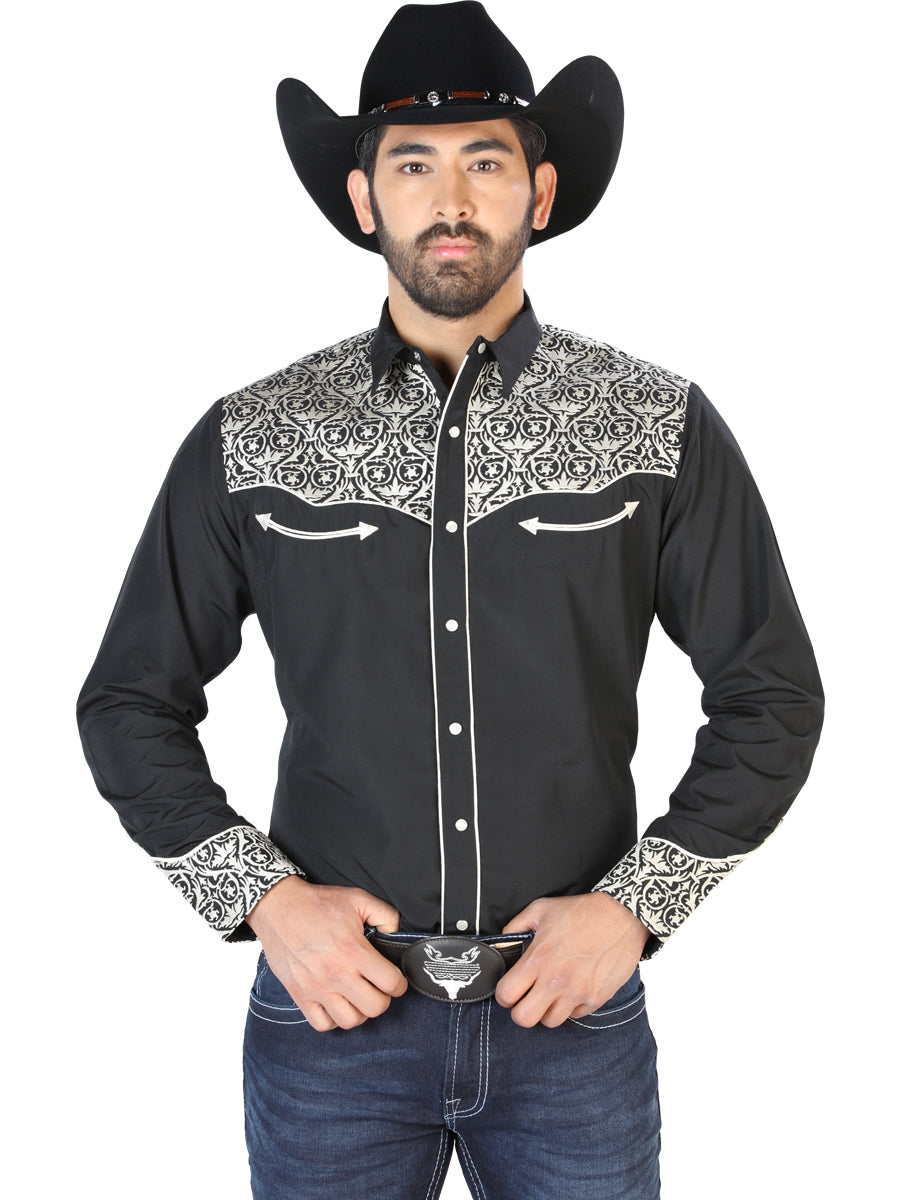 Camisa Bordada El Señor de los Cielos Negro/Beige 126704