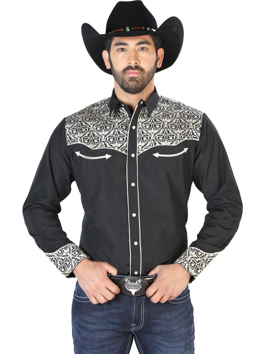 Camisa Bordada El Señor de los Cielos Negro/Beige 126704