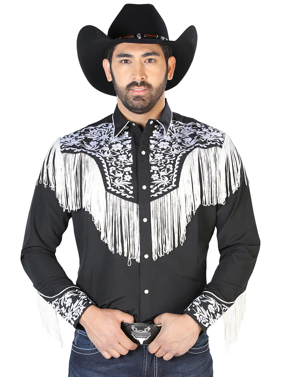Camisa Bordada El Señor de los Cielos Negro/Blanco 126707