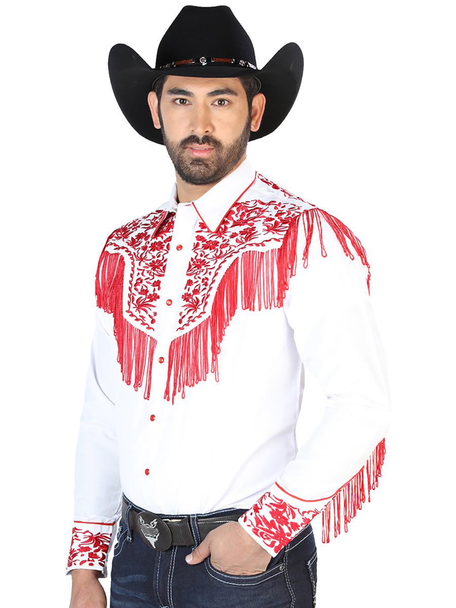Camisa Bordada El Señor de los Cielos Blanco/Rojo 126708