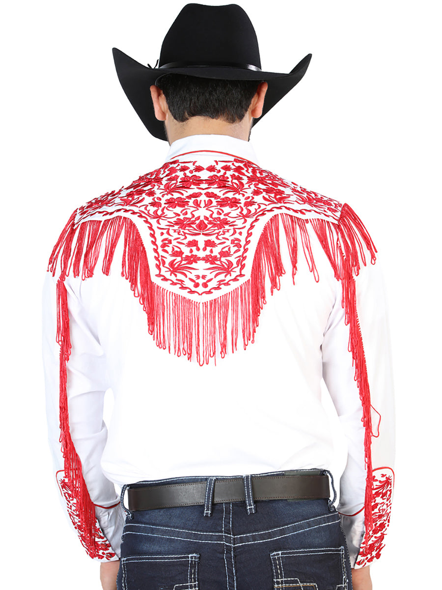 Camisa Bordada El Señor de los Cielos Blanco/Rojo 126708
