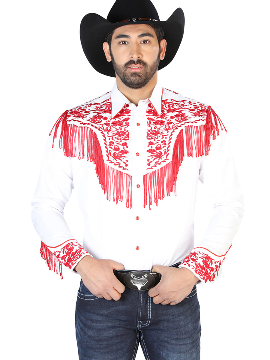 Camisa Bordada El Señor de los Cielos Blanco/Rojo 126708