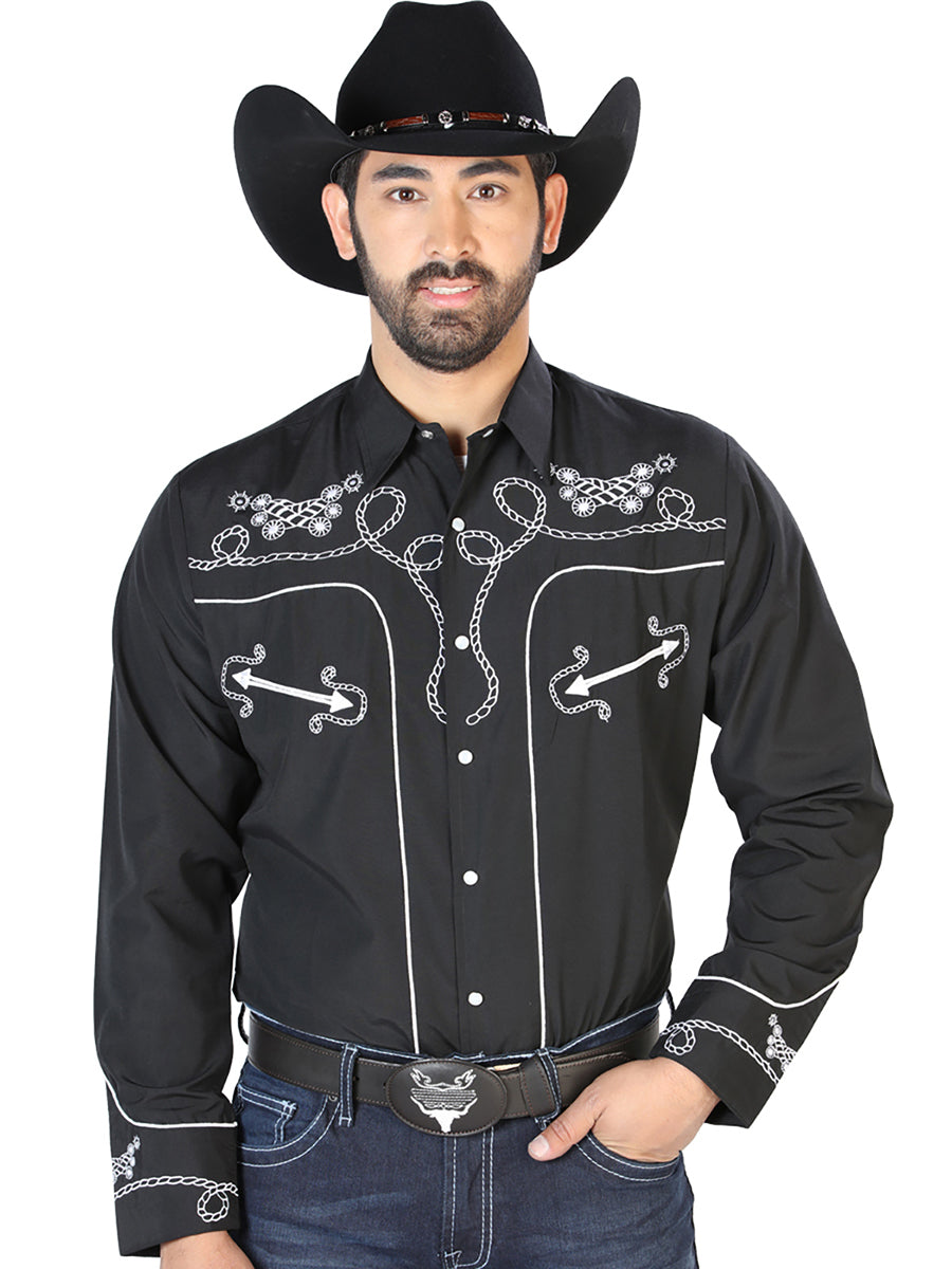 Camisa Bordada El Señor de los Cielos Negro/Blanco 126717