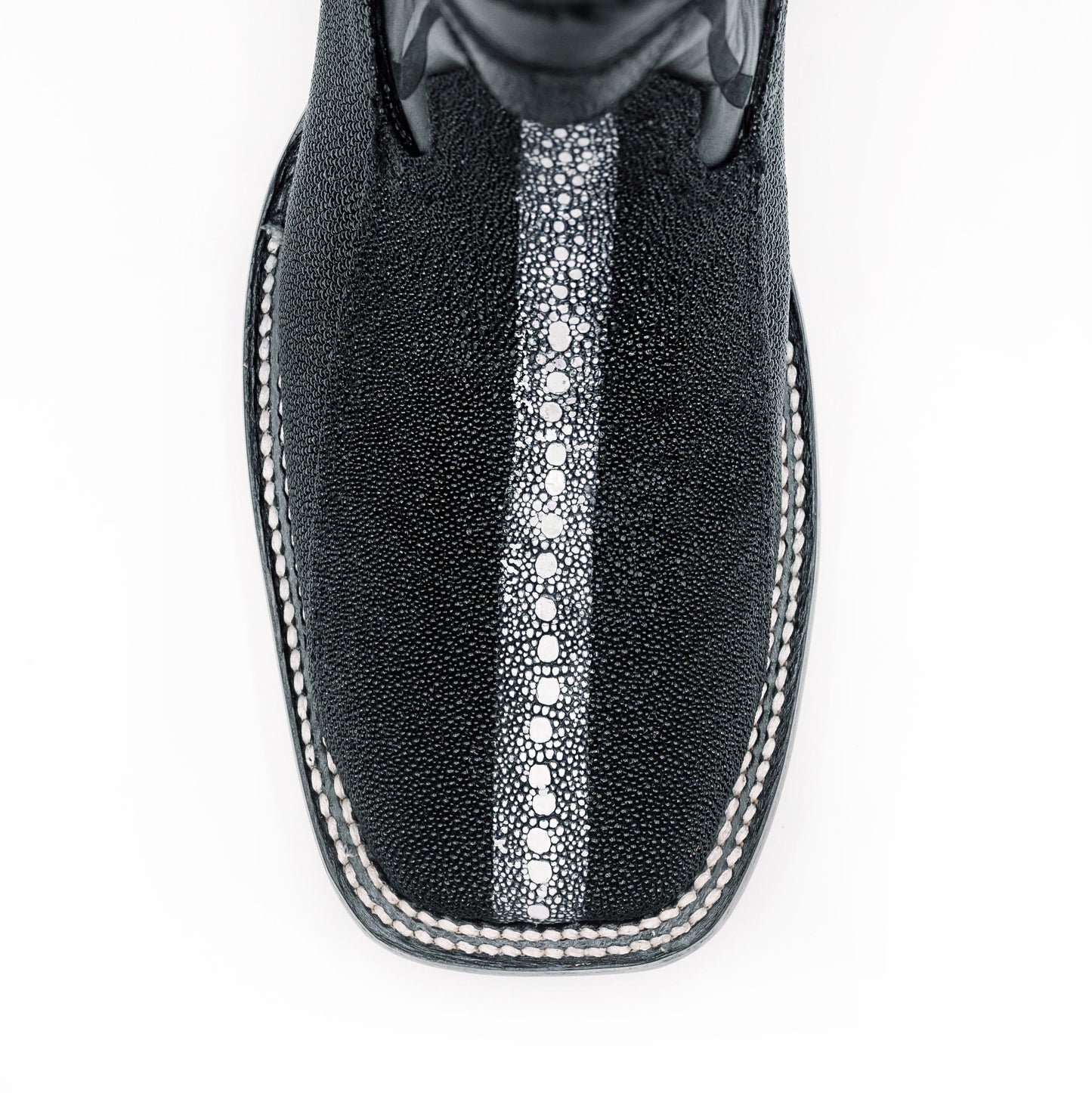 Original Full Pearl Stingray Boots Oval Toe Black Color