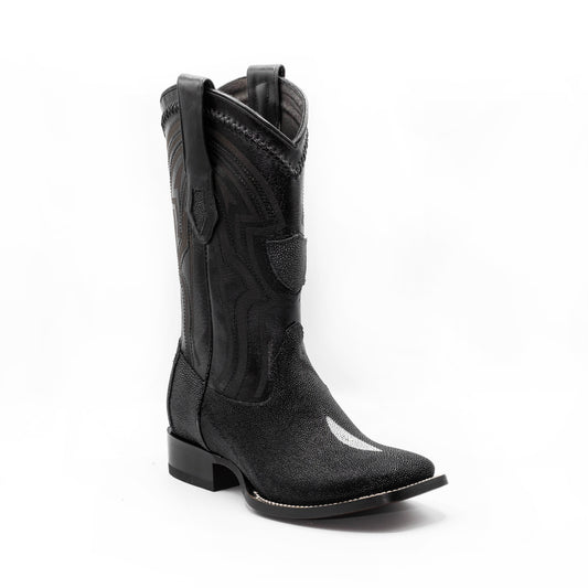 Pearl Stingray Boots Simple European Toe Black Color