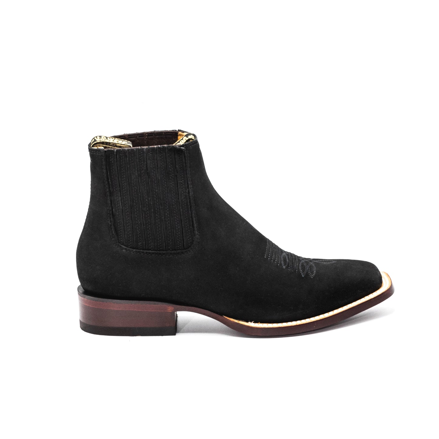 Men's Nubuck Black  Cowboy Boots Square Toe