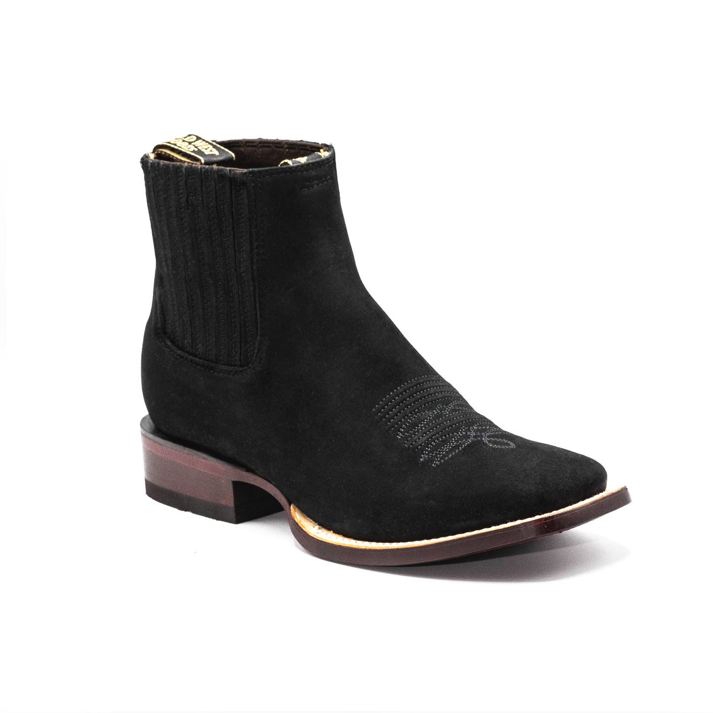 Men's Nubuck Black  Cowboy Boots Square Toe