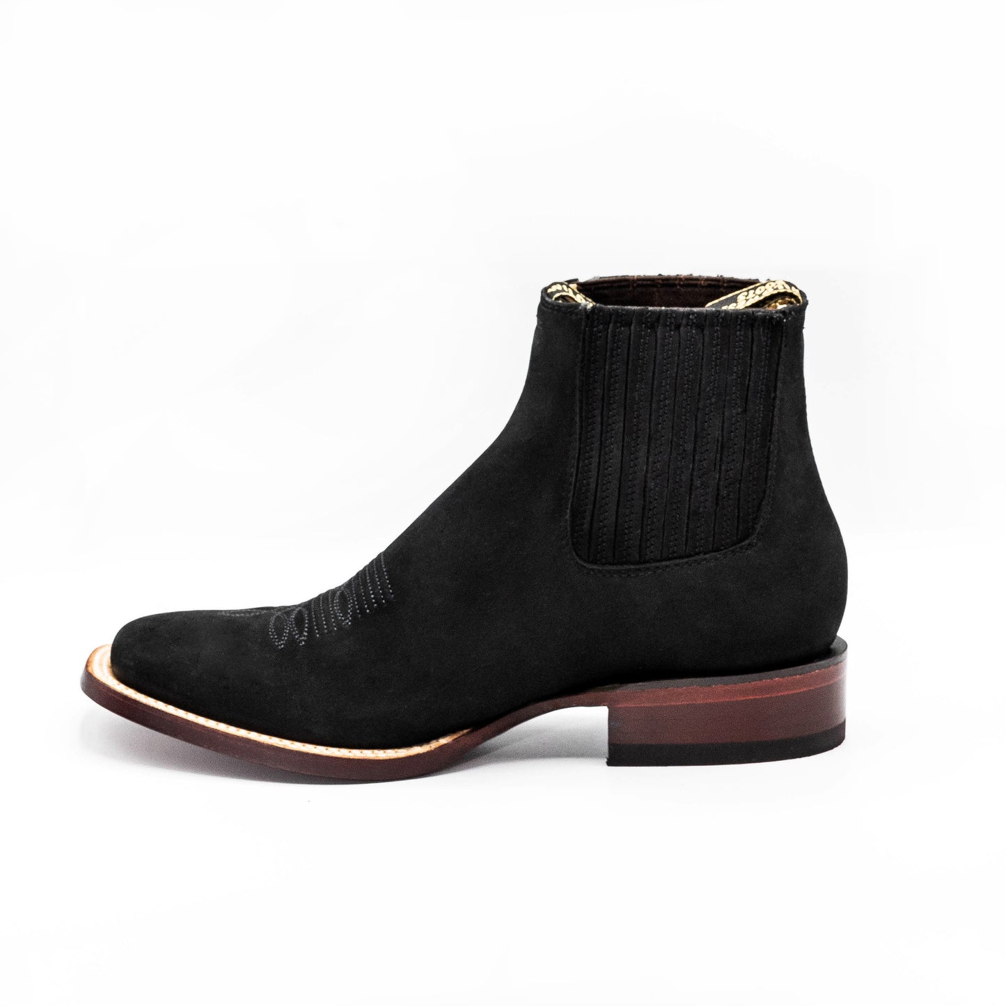 Men's Nubuck Black  Cowboy Boots Square Toe