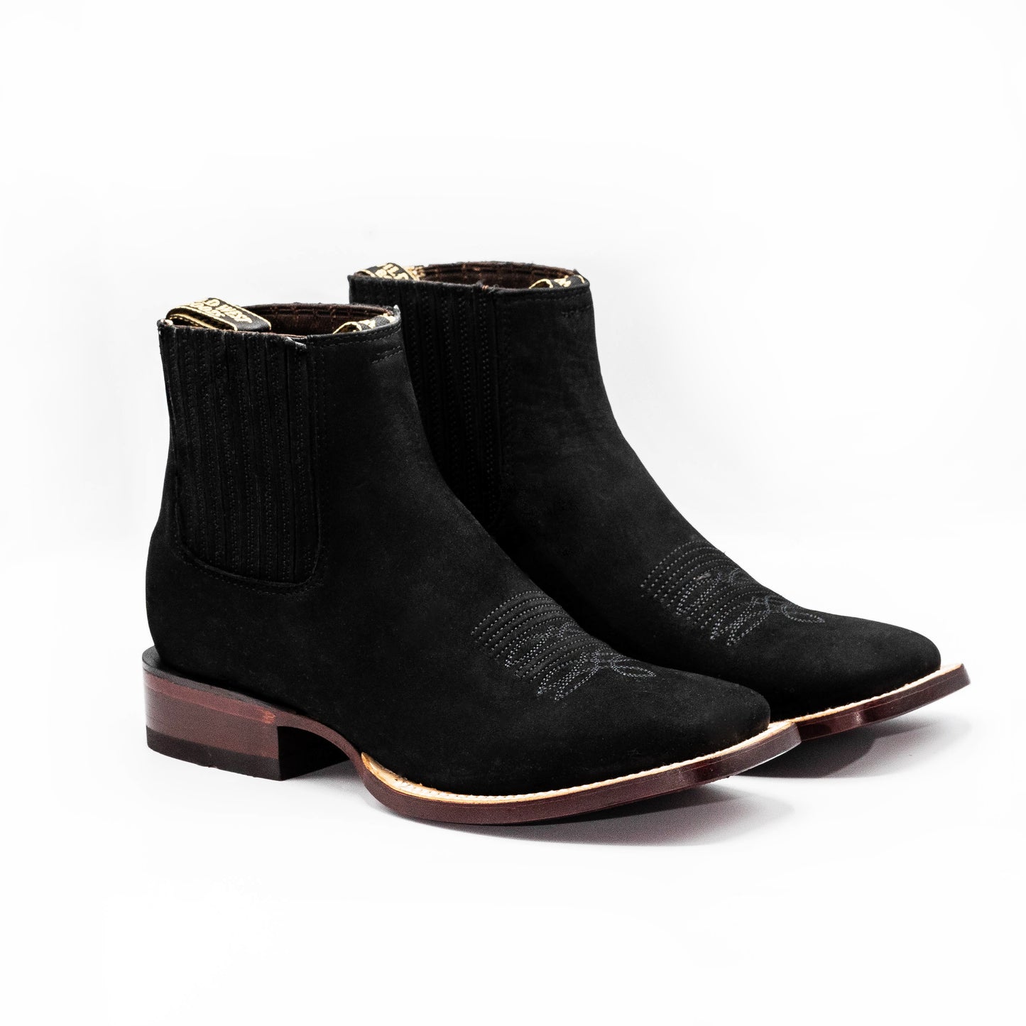 Men's Nubuck Black  Cowboy Boots Square Toe