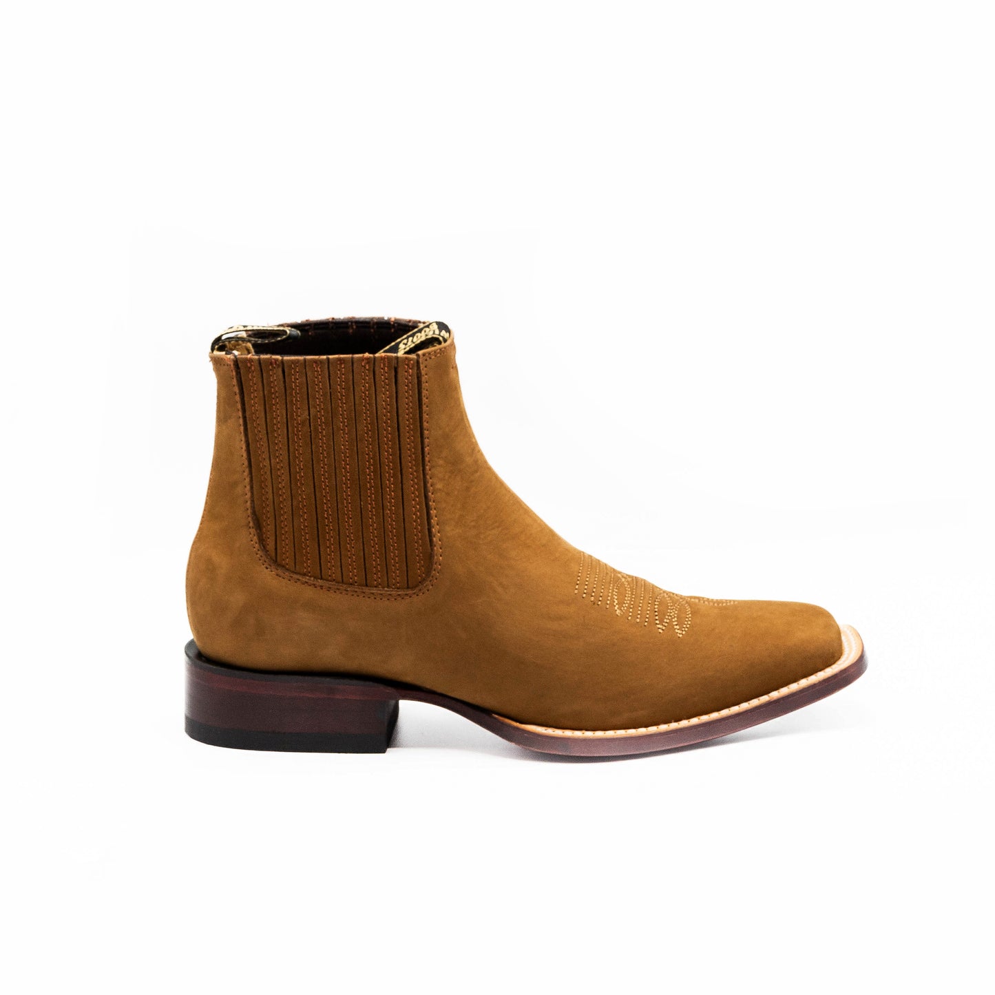 Shedron Wide Square Toe Suede Ankle Boots