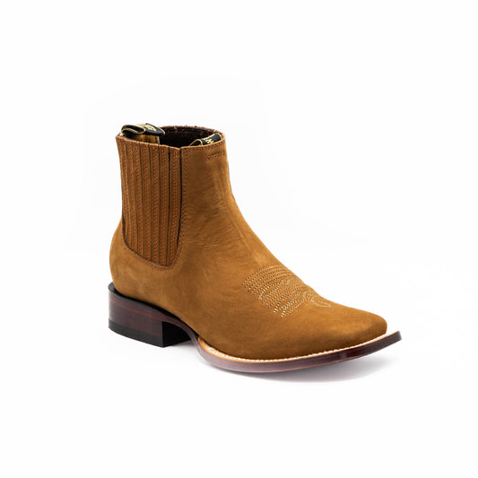 Shedron Wide Square Toe Suede Ankle Boots