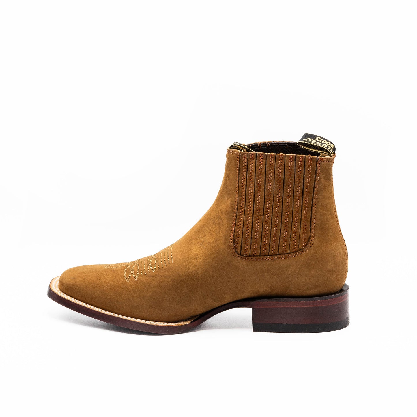Shedron Wide Square Toe Suede Ankle Boots