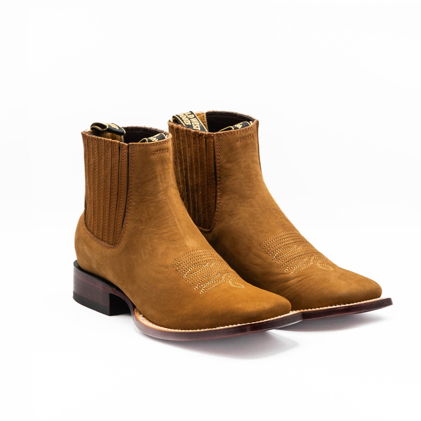 Shedron Wide Square Toe Suede Ankle Boots
