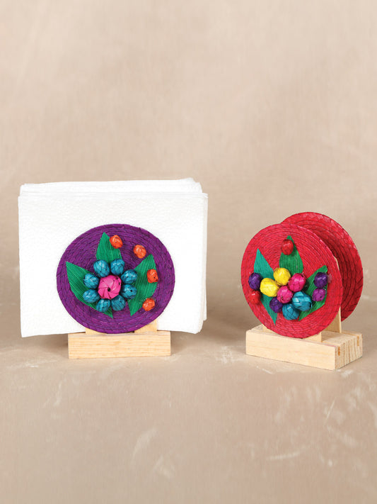 Servilletero decorativo artesanal 100% hoja de palma multicolor 602137