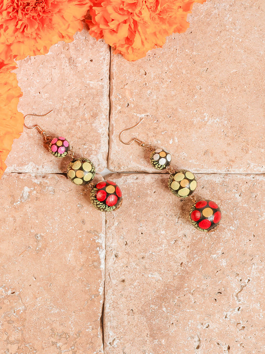 Pendientes artesanales pintados a mano multicolor 602159